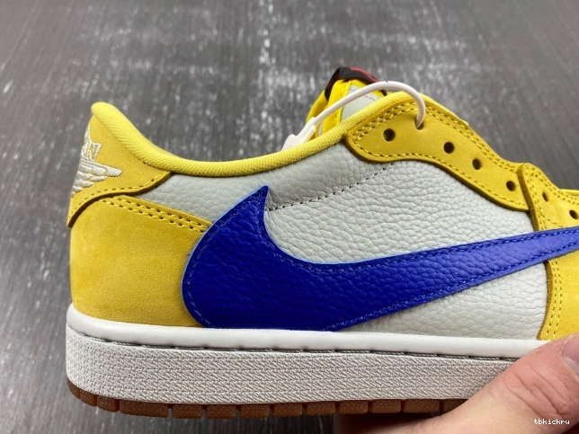 Rep TBkick DZ4137-700 Canary Low Air Jordan Scott x 1 OG Travis 0716